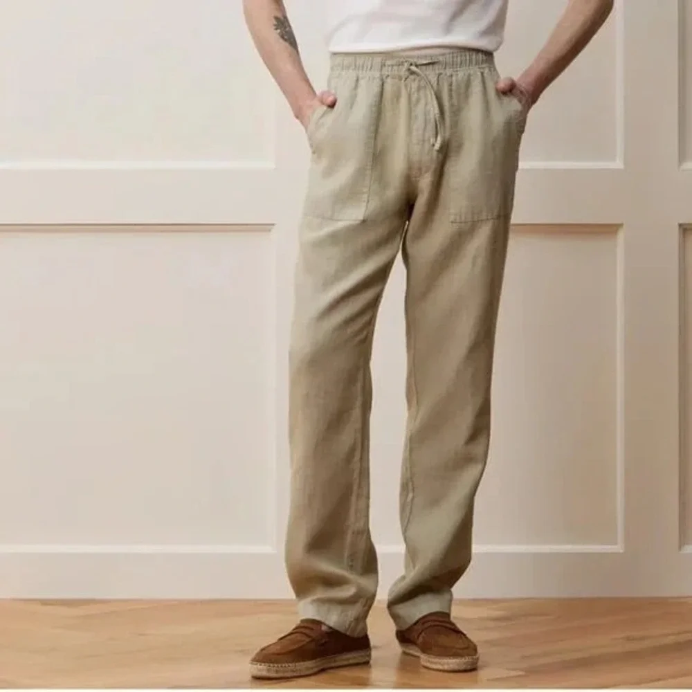 TODD SNYDER Straight Fit 100% Linen Beach Pants in Desert Sage Men 2XL‎ NWT